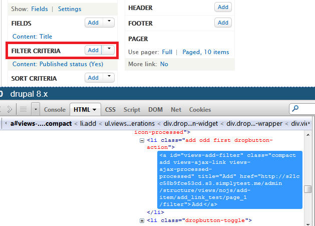 before patch - 2 of 3 - Filter criteria